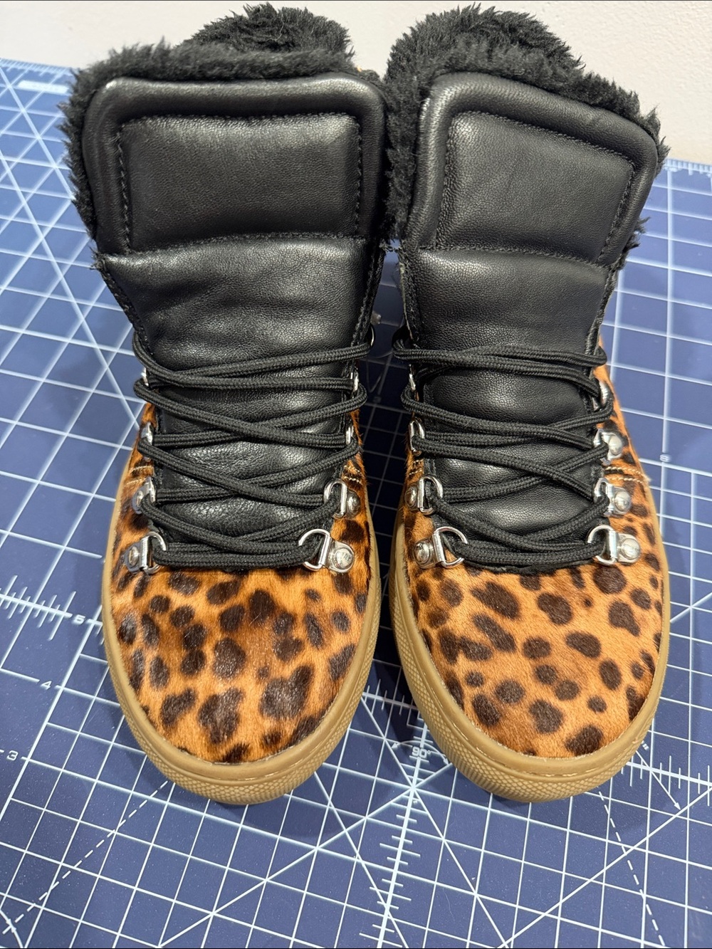 Marc Fisher LTD Daisie Leopard Calf Hair & Faux Fur Sneaker Boot - Size 7